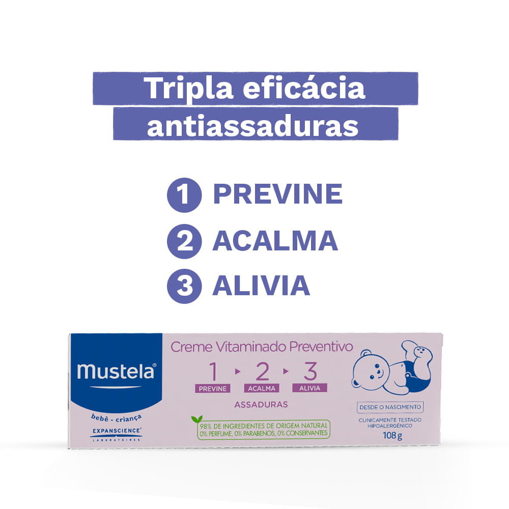 Creme Vitaminado Preventivo de Assaduras Mustela 1>2>3 - 108g - Imagem 3
